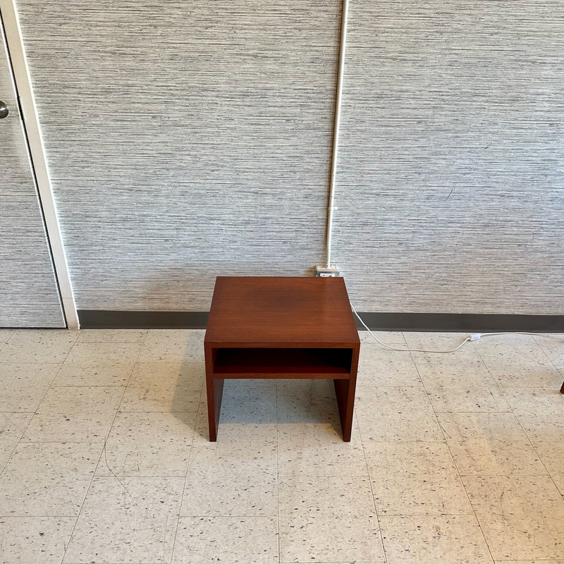 Compact Mid-Century Teak Side Table With Lower Shelf