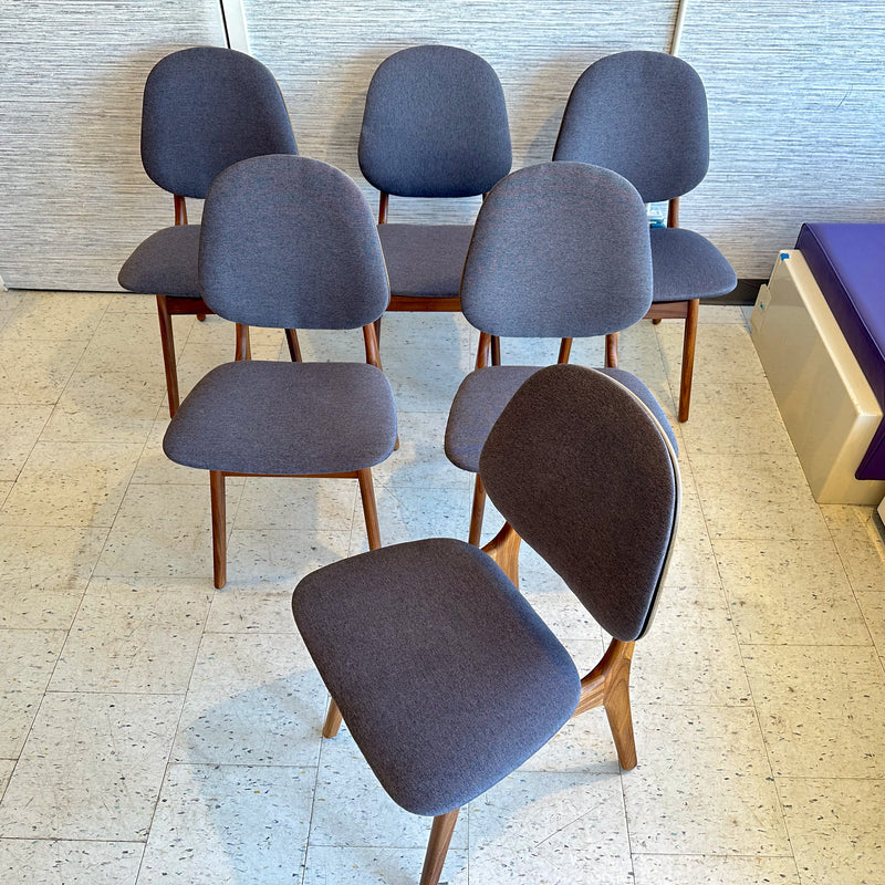 Danish Mid-Century Modern Teak Shield Back Dining Chairs.