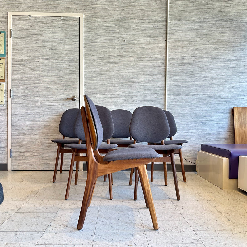 Danish Mid-Century Modern Teak Shield Back Dining Chairs.
