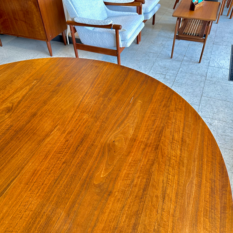 Mid-Century Modern Round Walnut Dining Table