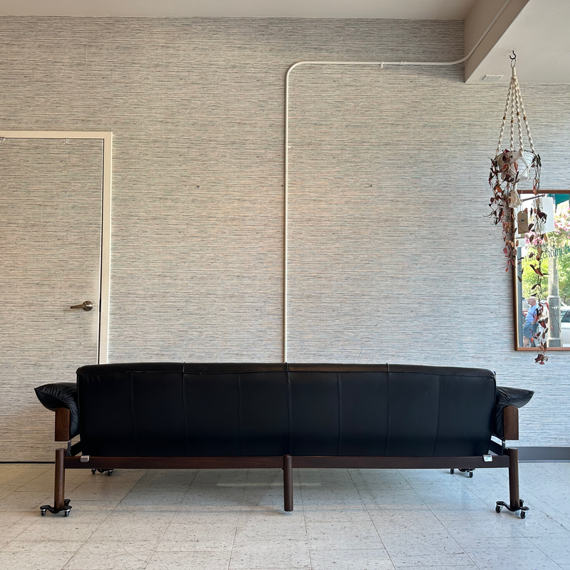 Rosewood And Leather 4 Seater Sofa By Percival Lafer Model MP -13