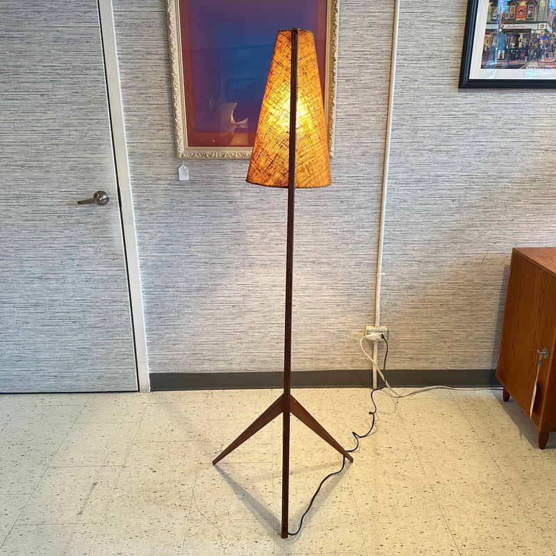 Mid-Century Solid Teak Praying Mantis Style Floor Lamp