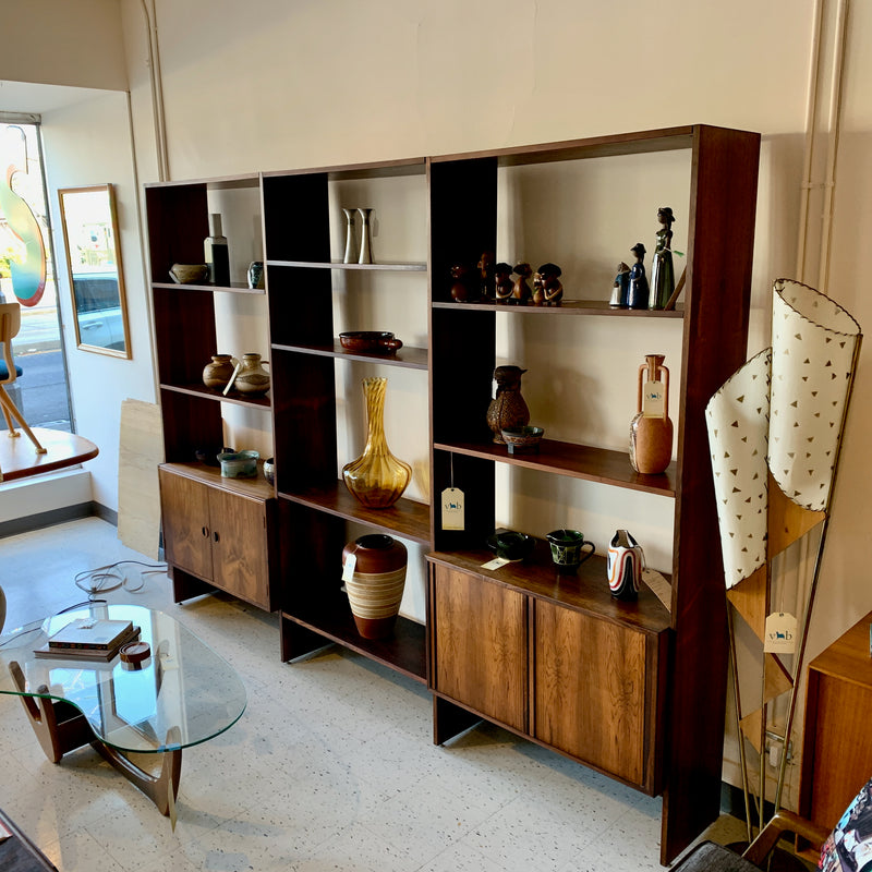 3 Section Danish Modern Rosewood Free Standing Wall Unit By France & Son