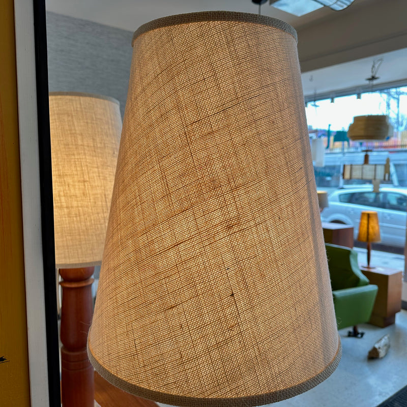 Large Mid-Century Modern Solid Teak Turned Table Lamps