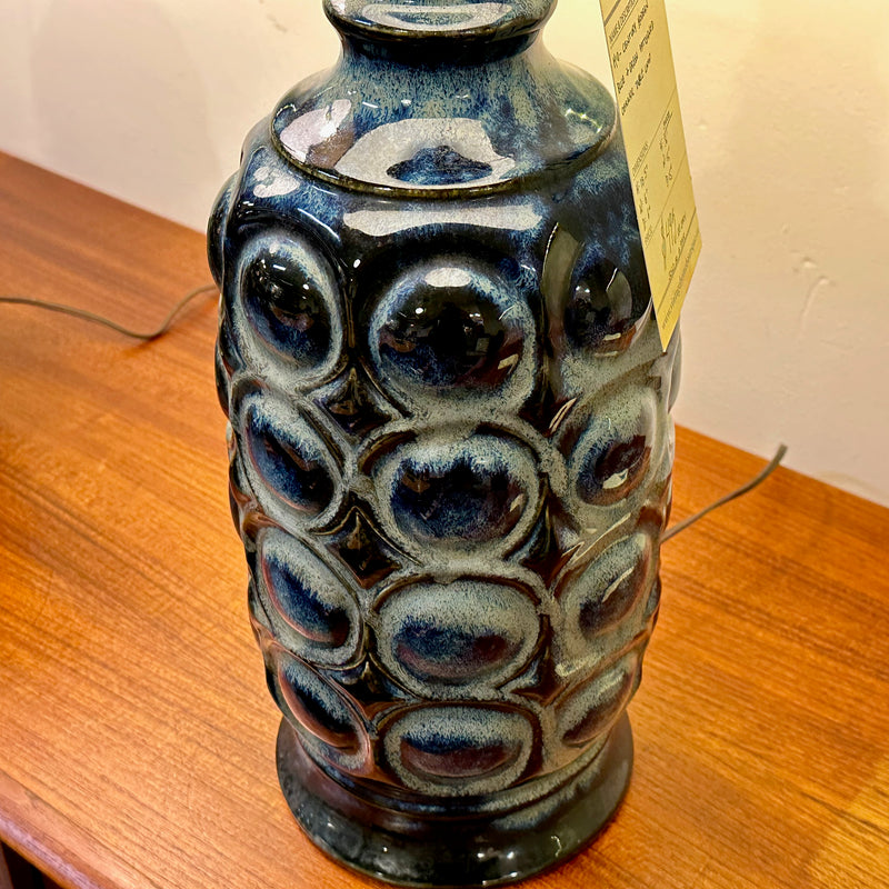 Large Navy Blue Mid-Century Glazed Ceramic Lamps