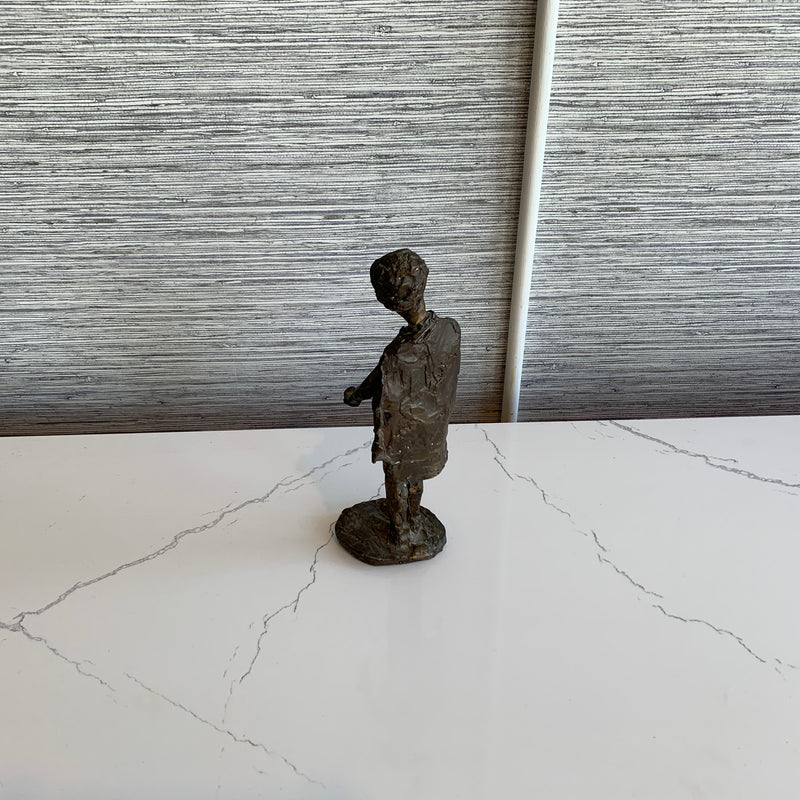 Mid-Century Cast Bronze Sculpture "Boy With Cape" By Joan Simpson