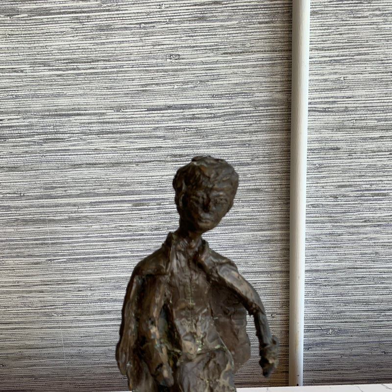 Mid-Century Cast Bronze Sculpture "Boy With Cape" By Joan Simpson
