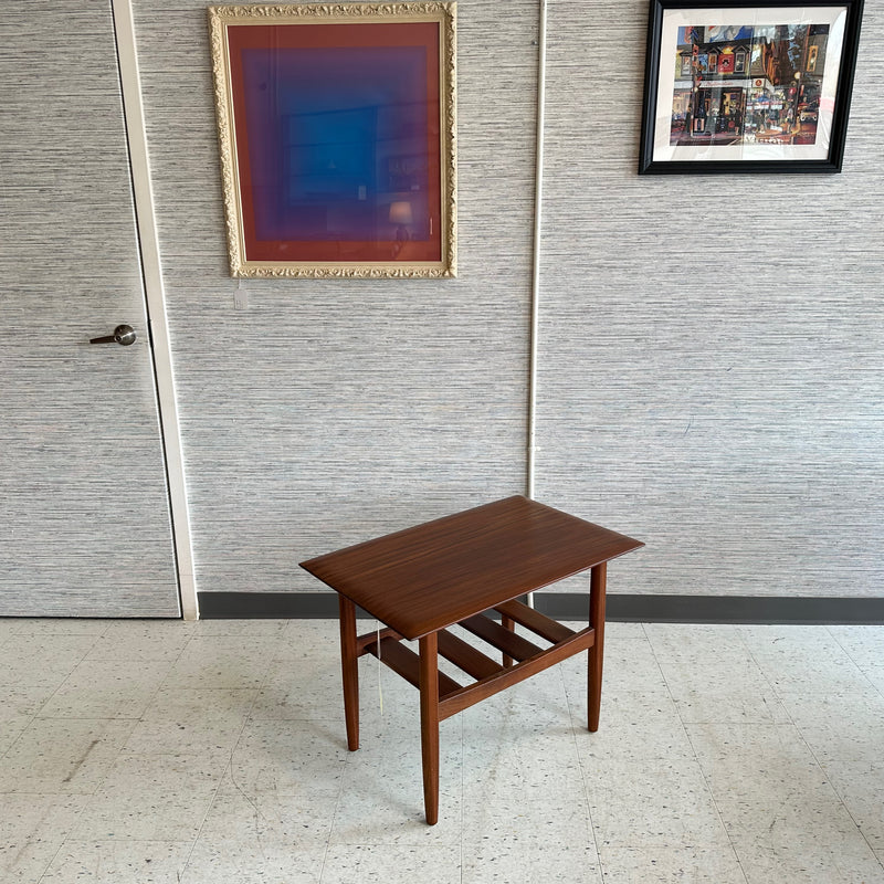 Mid-Century Side Table With Shelf In Solid African Teak By Imperial