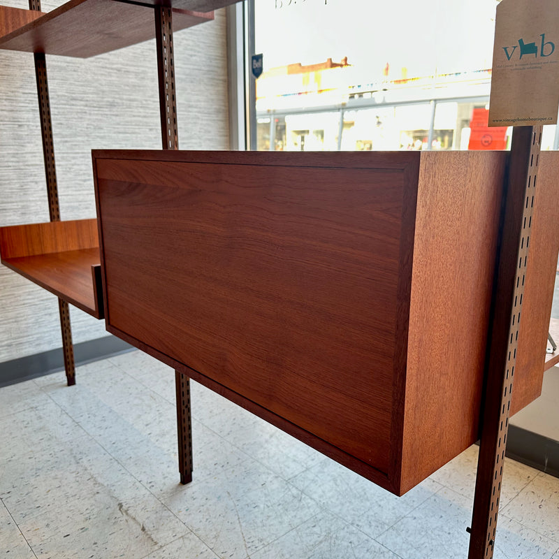 2 Section Mid-Century Free Standing Wall Unit By REFF In Teak