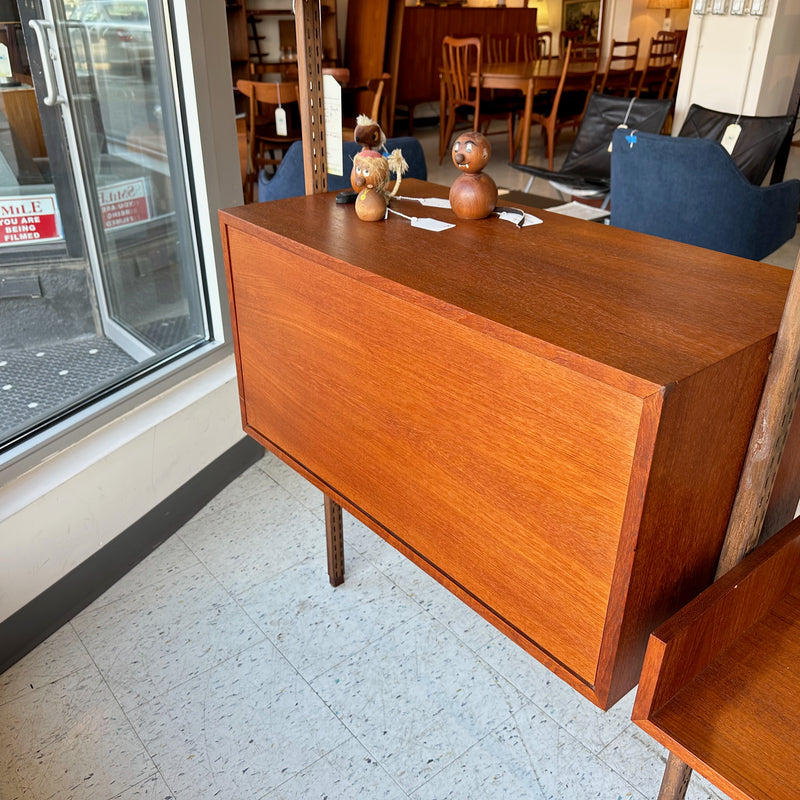 2 Section Mid-Century Free Standing Wall Unit By REFF In Teak