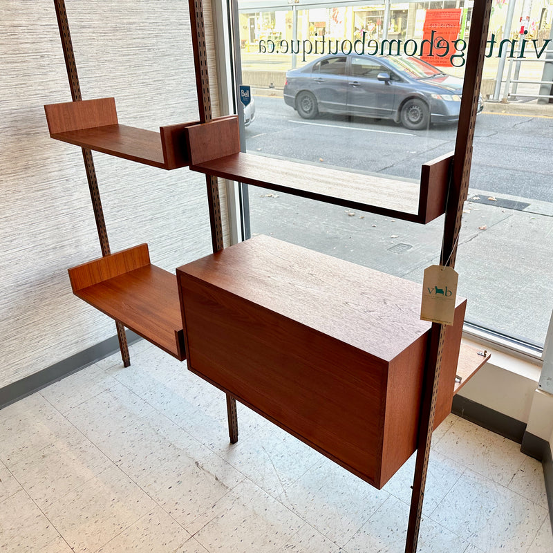 2 Section Mid-Century Free Standing Wall Unit By REFF In Teak