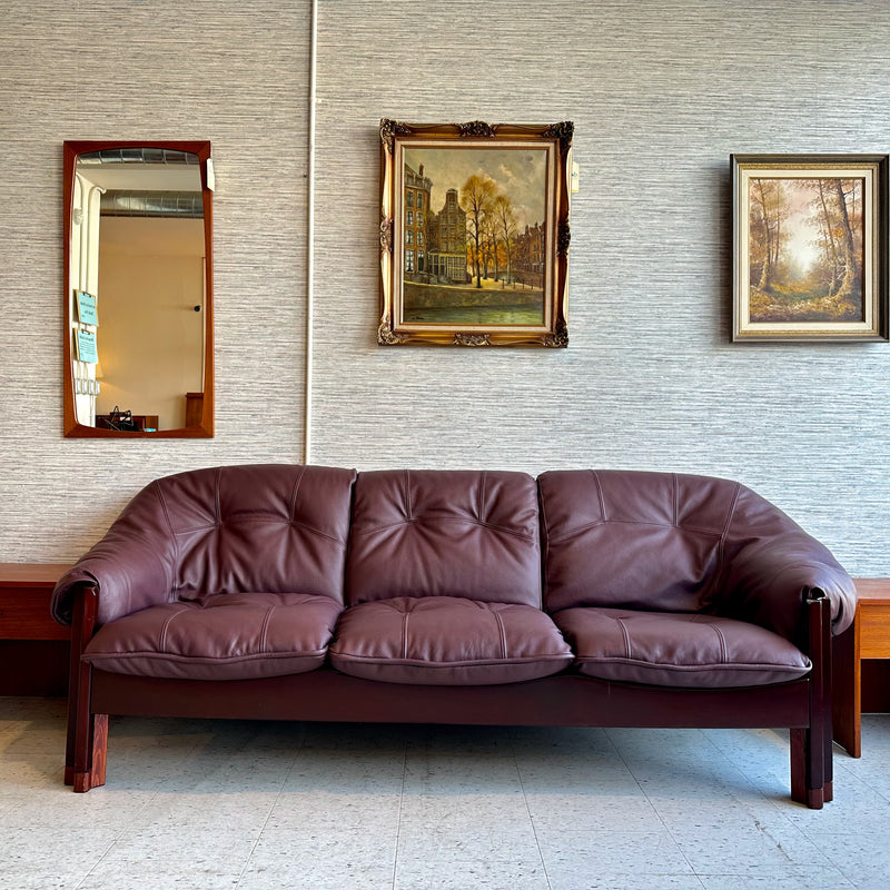 Brazilian Modern Rosewood And Leather Sofa By Jean Gillon For Probel