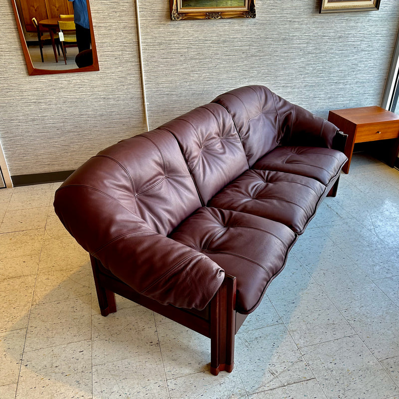 Brazilian Modern Rosewood And Leather Sofa By Jean Gillon For Probel