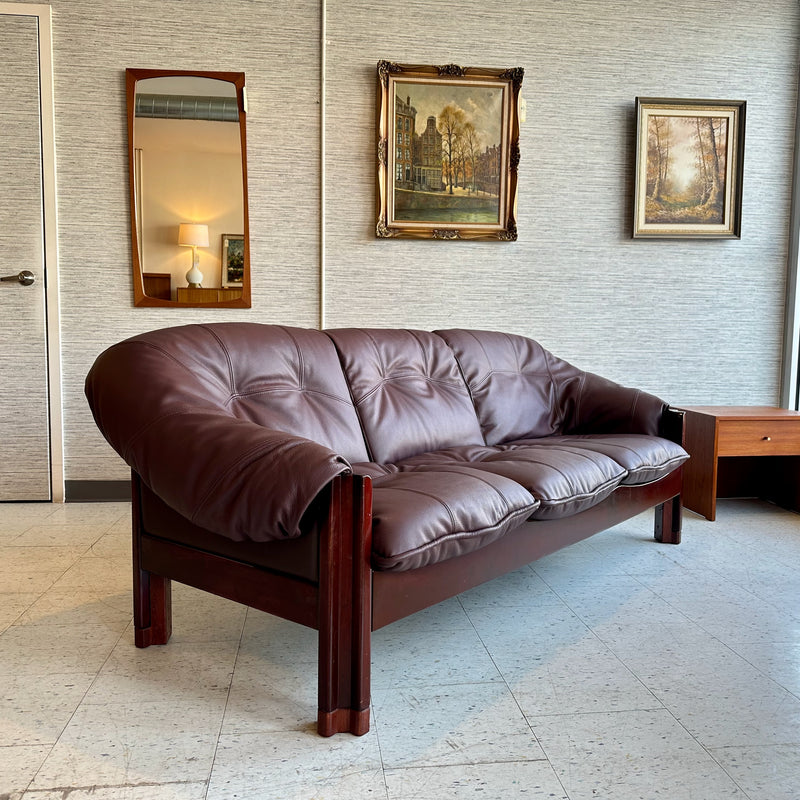 Brazilian Modern Rosewood And Leather Sofa By Jean Gillon For Probel