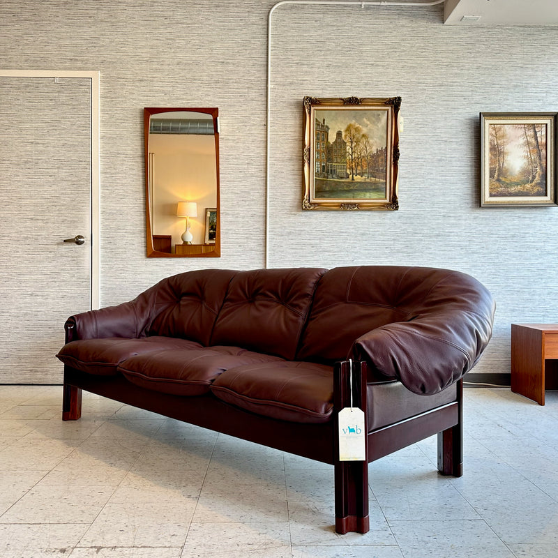 Brazilian Modern Rosewood And Leather Sofa By Jean Gillon For Probel