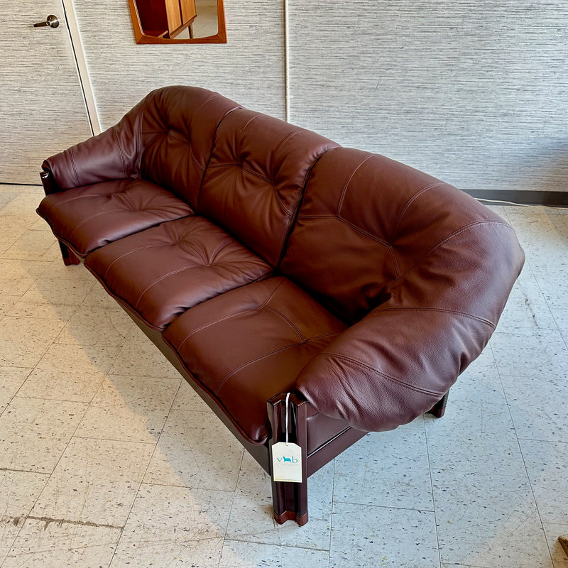 Brazilian Modern Rosewood And Leather Sofa By Jean Gillon For Probel