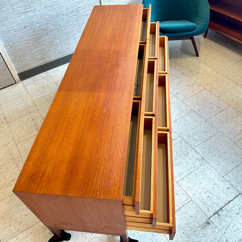 Canadian Mid-Century Modern Teak 9 Drawer Dresser By REFF Furniture