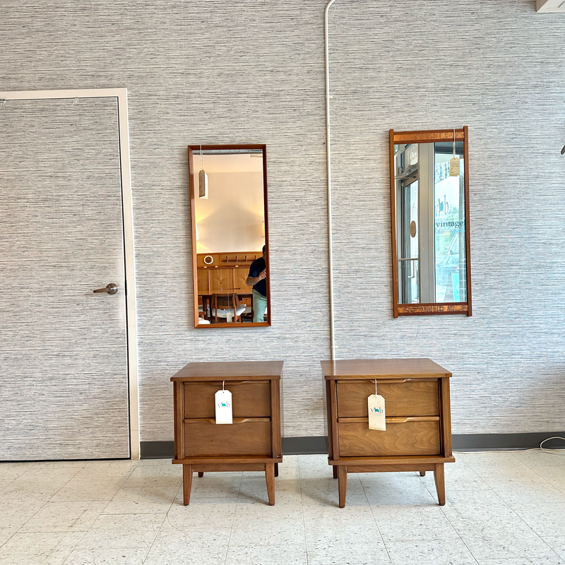 Canadian Mid-Century Walnut Bedside Tables With 2 Drawers