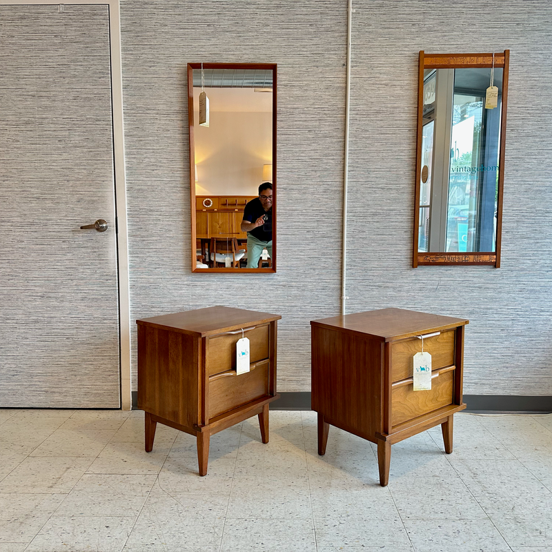 Canadian Mid-Century Walnut Bedside Tables With 2 Drawers