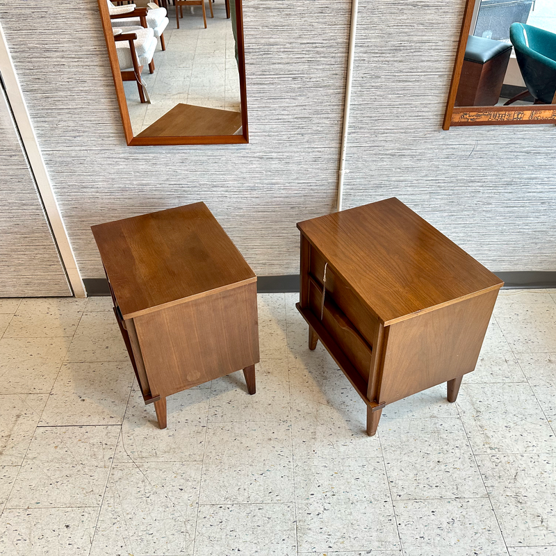 Canadian Mid-Century Walnut Bedside Tables With 2 Drawers
