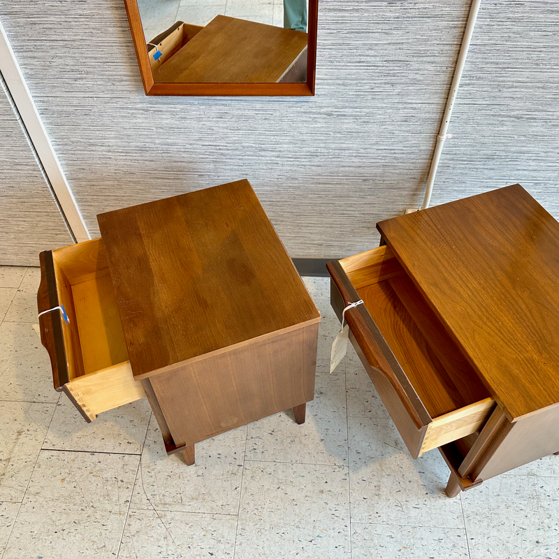 Canadian Mid-Century Walnut Bedside Tables With 2 Drawers