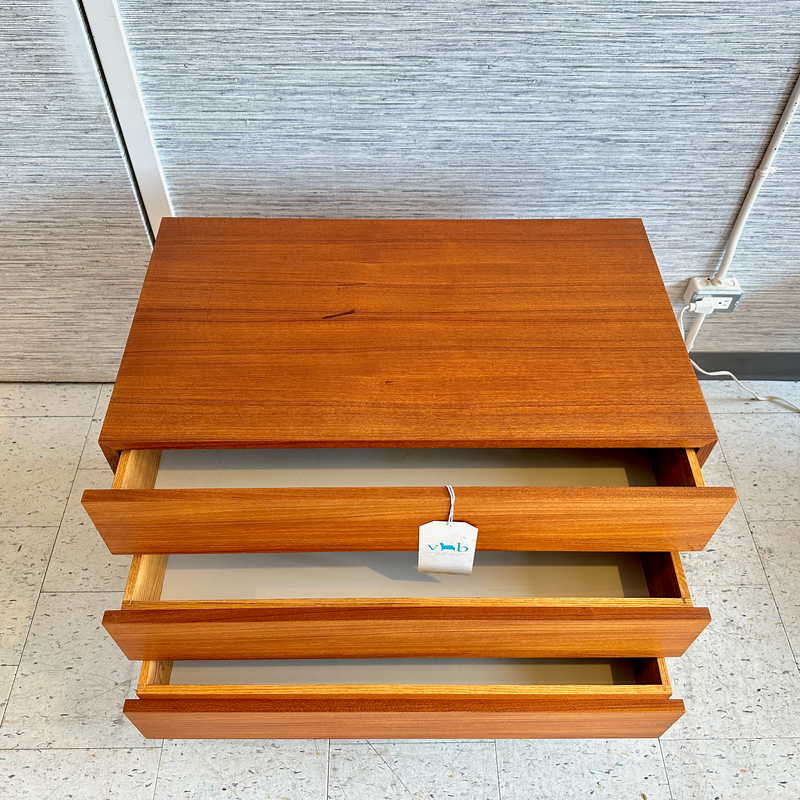 Compact Canadian Mid-Century Teak 3 Drawer Dresser By REFF