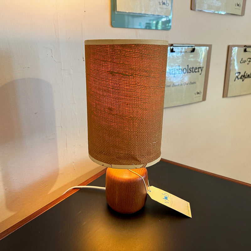 Compact Danish Mid-Century Solid Teak "Pineapple" Lamp