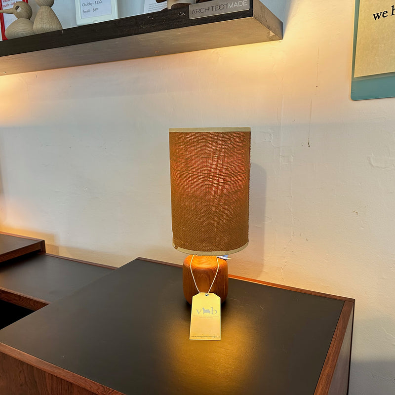 Compact Danish Mid-Century Solid Teak "Pineapple" Lamp