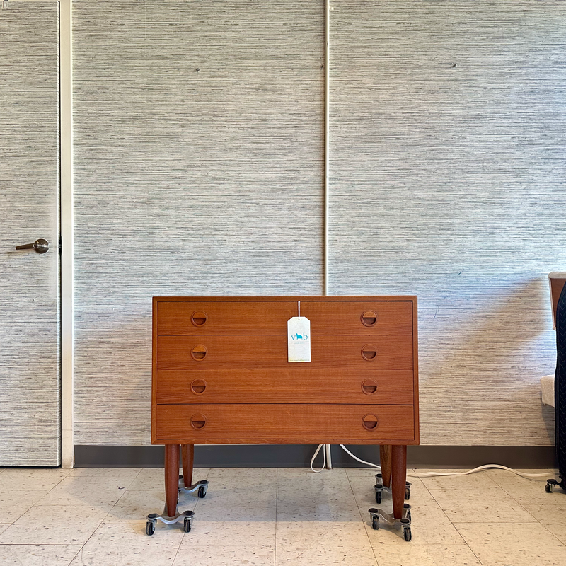 Compact Danish Mid-Century Teak 4 Drawer Cabinet