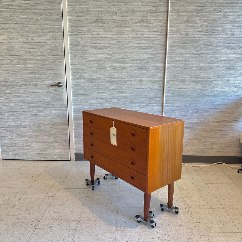 Compact Danish Mid-Century Teak 4 Drawer Cabinet