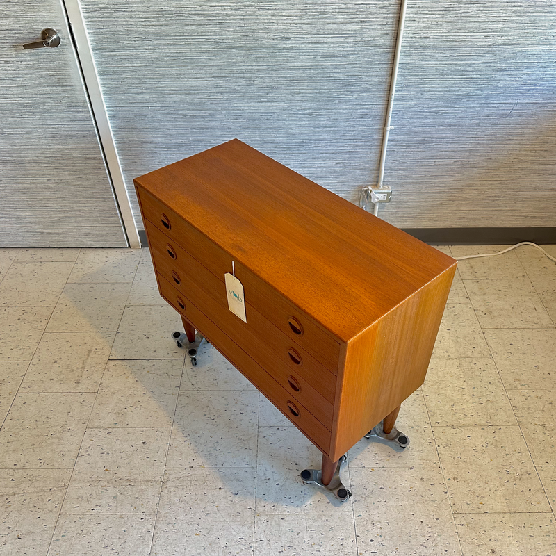 Compact Danish Mid-Century Teak 4 Drawer Cabinet