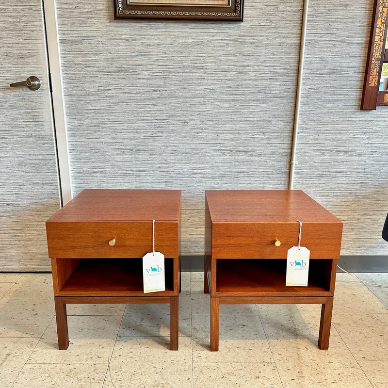 Compact Mid-Century Teak Side Tables With Drawer By REFF