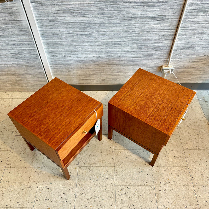 Compact Mid-Century Teak Side Tables With Drawer By REFF