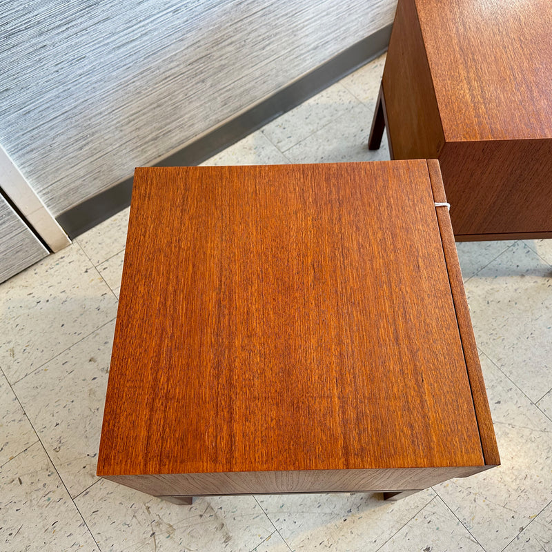 Compact Mid-Century Teak Side Tables With Drawer By REFF