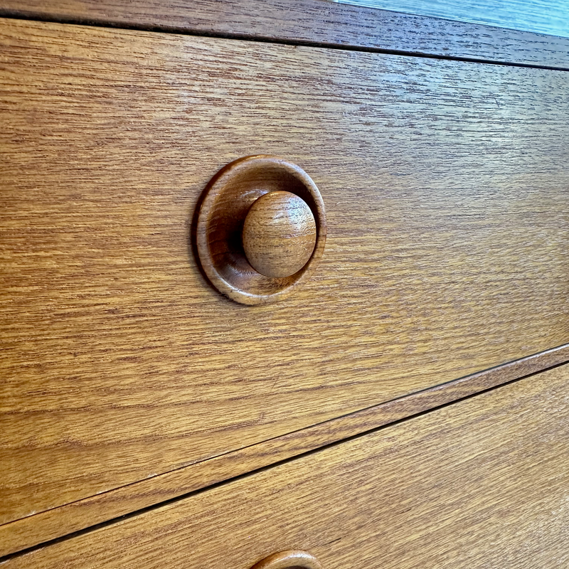 Compact Danish Modern 4 Drawer Teak Dresser With Locks