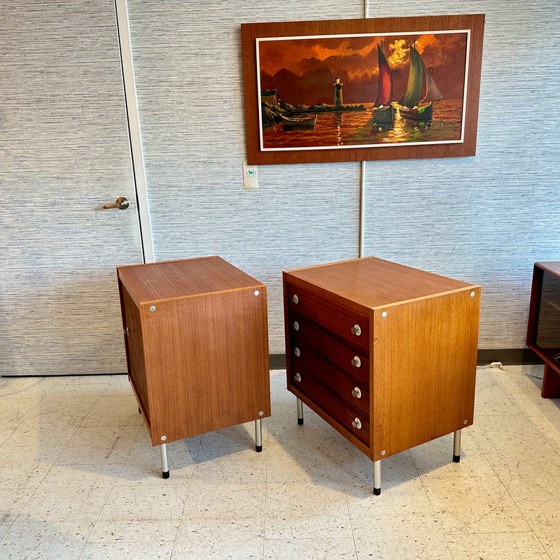 Compact Italian Modern Teak And Rosewood Cabinets