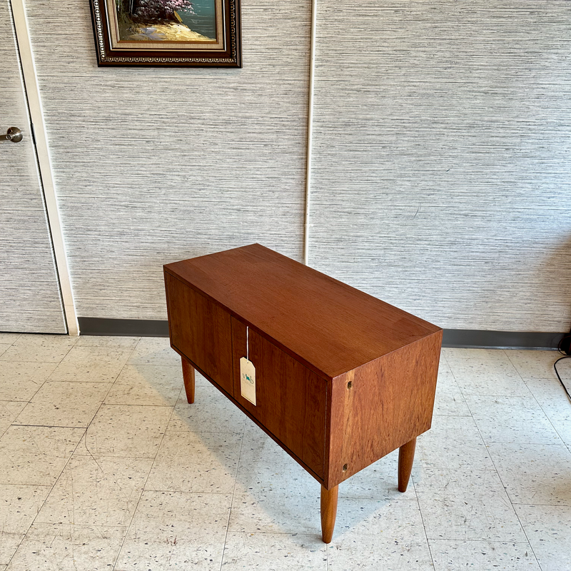 Compact Low Teak Media Unit On Solid Teak Legs