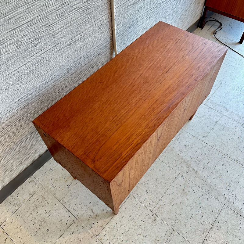 Compact Low Teak Media Unit On Solid Teak Legs