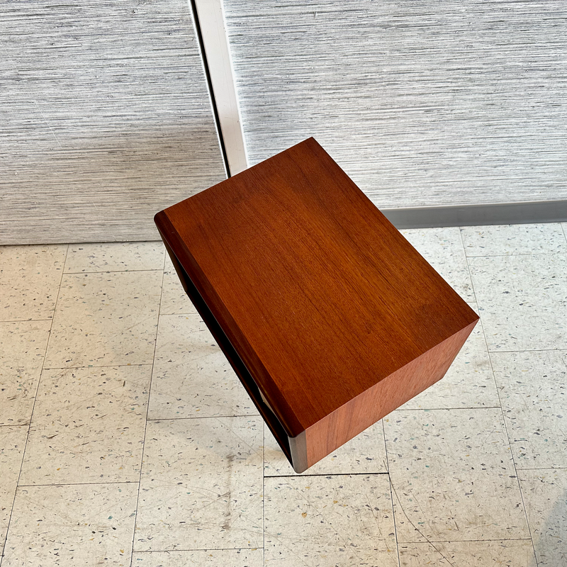 Compact Mid-Century Modern Teak Side Table With Drawer