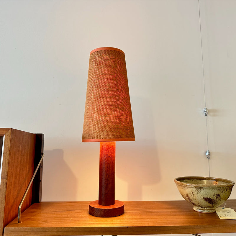 Compact Mid-Century Modern Teak Table Lamp