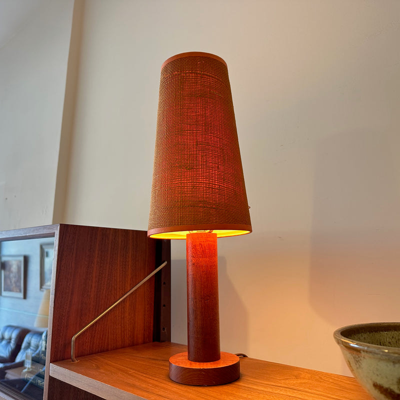 Compact Mid-Century Modern Teak Table Lamp