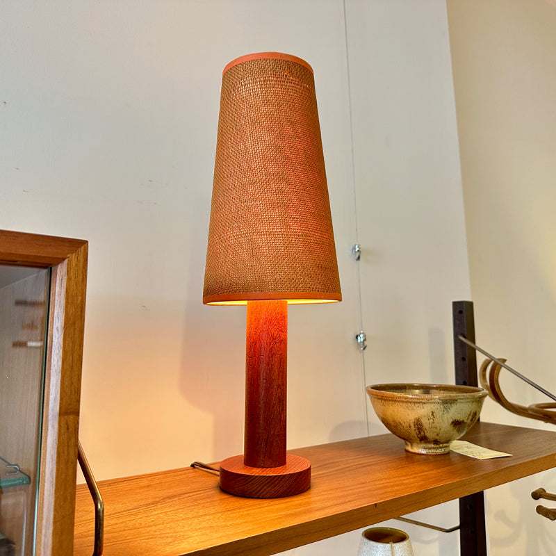 Compact Mid-Century Modern Teak Table Lamp