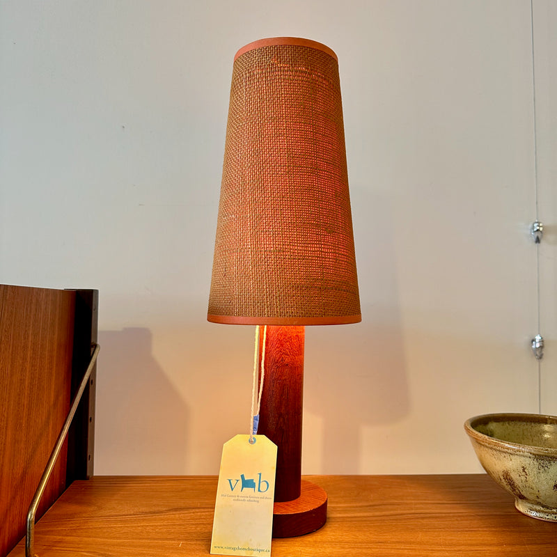 Compact Mid-Century Modern Teak Table Lamp