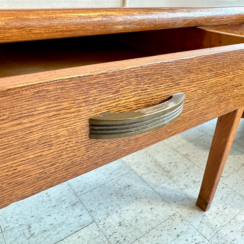 Compact Mid-Century Oak Desk With Drawer