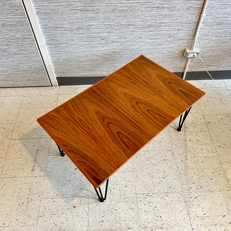 Compact Mid-Century Teak Coffee Table With Hairpin Legs