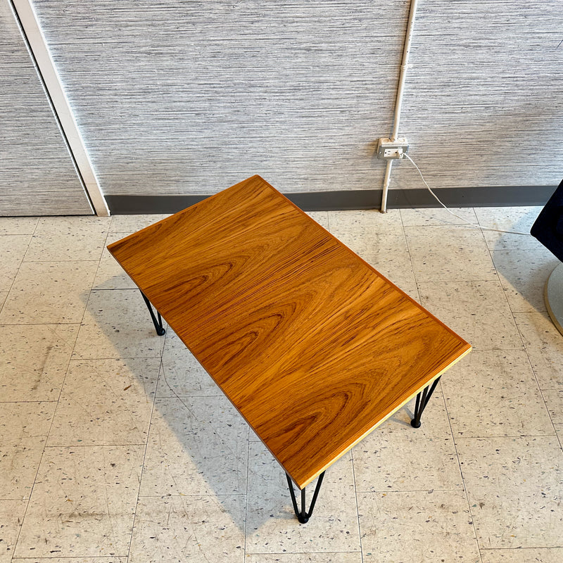 Compact Mid-Century Teak Coffee Table With Hairpin Legs