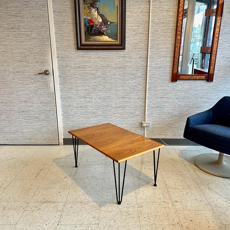 Compact Mid-Century Teak Coffee Table With Hairpin Legs