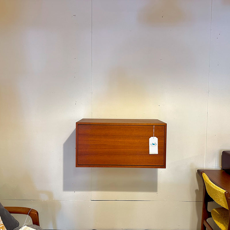 Compact Mid-Century Teak Wall Mount Cabinet