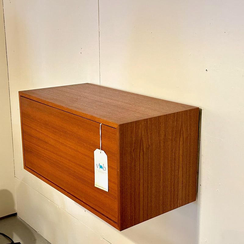 Compact Mid-Century Teak Wall Mount Cabinet