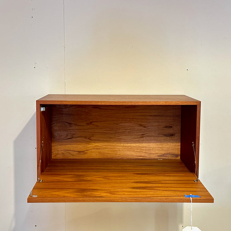 Compact Mid-Century Teak Wall Mount Cabinet